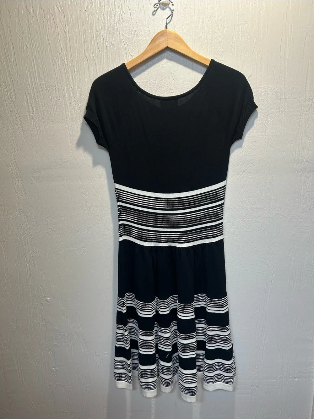 Kate Spade 100% Cotton Black and White Stripe Knit Dress Preppy Old Money